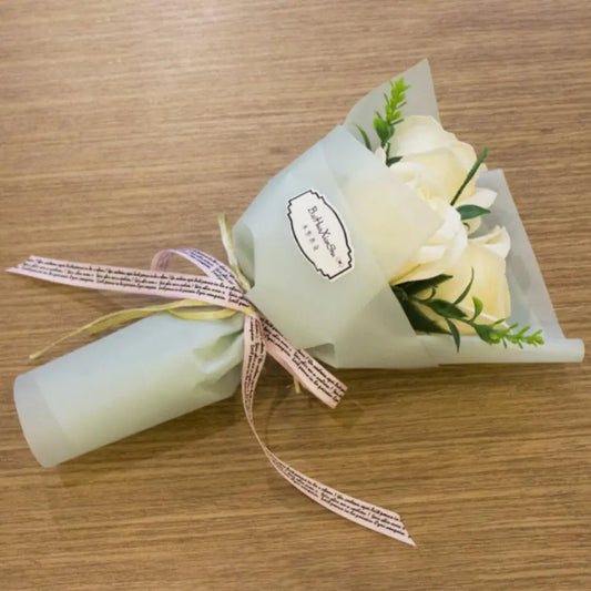 3 Heads Mini Artificial Rose Bouquet Hand Holding Soap Flower