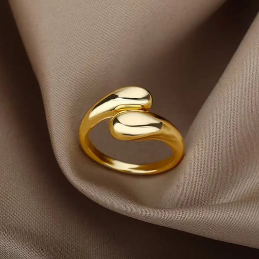 Stainless Steel Smooth Double Ball BeadsRings For Woman
